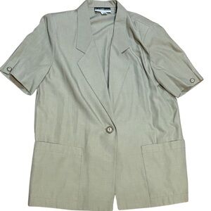 Radcliffe Sage Green Short Sleeve Blazer Size 12 Vintage 90s Minimalist